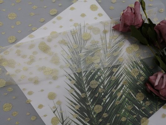 Gold Dot Metallic Lace Fabric White Lace Fabric For Wedding Dresses