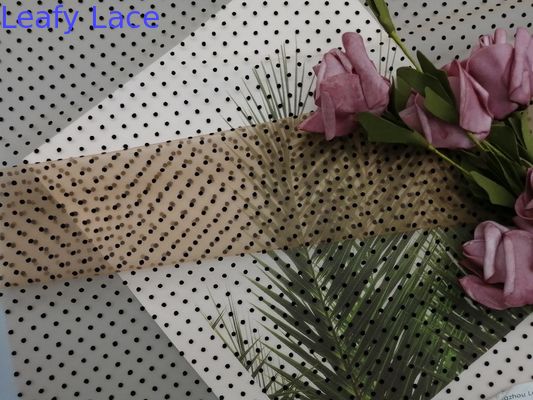 Black Dot Flocking Tulle Mesh Flocked Mesh Fabric