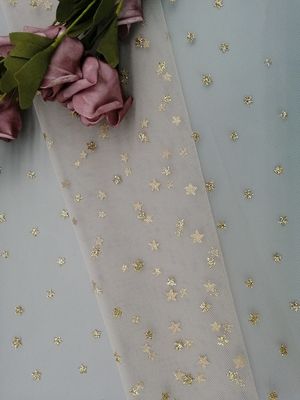 Metallic Star Shape Tulle Mesh Fabric Women Dress Foil Printing Coating