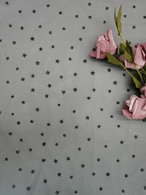 Metallic Star Shape Tulle Mesh Fabric Women Dress Foil Printing Coating