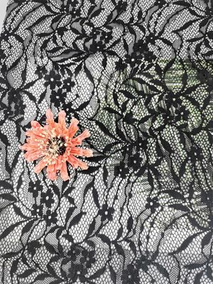 Black French Chantilly Lace Fabric Light Eyelash Lace Fabric With Scallop
