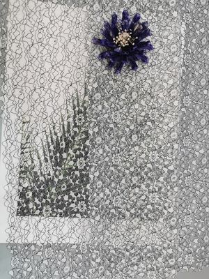 White Black Two Tone Lace Fabric Tulle Embroidery Polyester Nylon Lace Trim