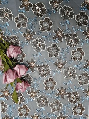 Floral Lace Colored Embroidery Fabric Women Garment Cloth