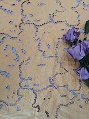 100% Cotton Embroidered Eyelet Fabric Laser Cut Combed Cotton Cloth