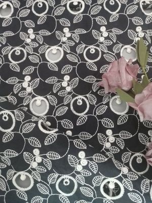 100% Cotton Voile Embroidered Eyelet Fabric Two - Tone Lace