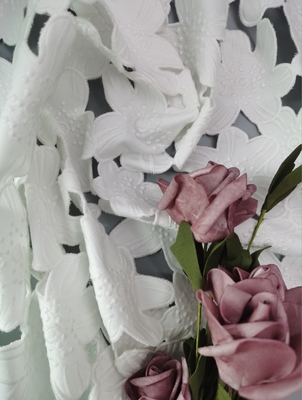 Laser Cut Lace Fabric Pure White Cotton Embroidered Eyelet Fabric