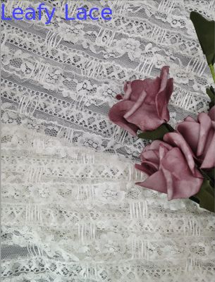 White Soft Tulle 100% Polyester Embroidered Lace Fabric 3D