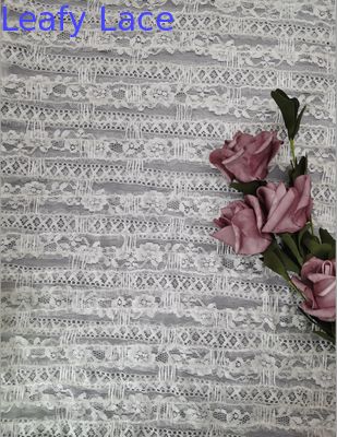 White Soft Tulle 100% Polyester Embroidered Lace Fabric 3D