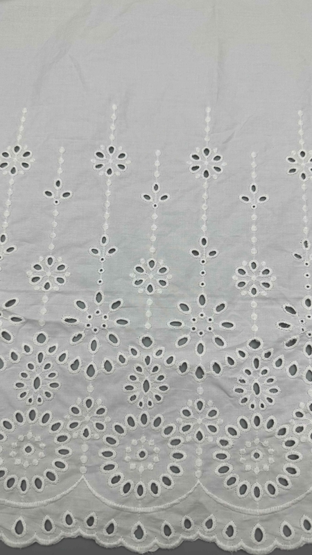 White 100% Cotton Laser Out  Floral Embroidered Cotton Fabric By The Yard For Fashion Women Dress