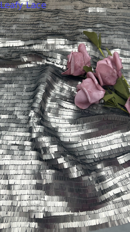 Leafy Sequin Embroiderey Metal Fabric Durable and Elegant Embroidery Fabric Wedding Party Occasions Hight Quality Embroidery Fabric