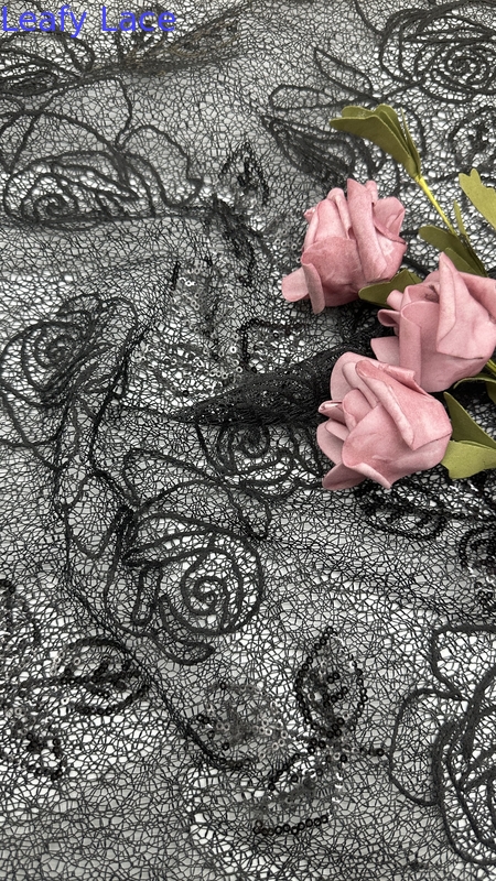 Polyester Sequin Corded Lace Fabric Elegant Sequin Embroidered Lace Sequin Fabric