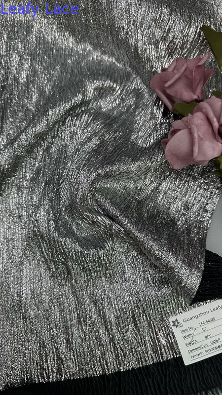 Cobra Sliver Color Metallic Lace Fabric For Gowns Luxury Party Wedding Dresses