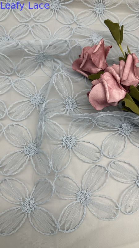 Four Clover Leaf  Tulle Mesh Lace Fabric for Gowns Breathe SS Season Wedding Dresses