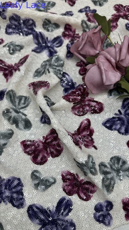 Butterfly Sequin Embroidered Fabric Mesh Lace New Collections for Garments Gowns Fashion Design