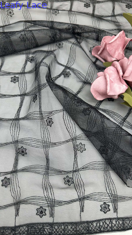 Luxury Embroidered Mesh Lace Sheer Soft Tulle With Delicate Floral Stitching For Elegant Evening Gowns