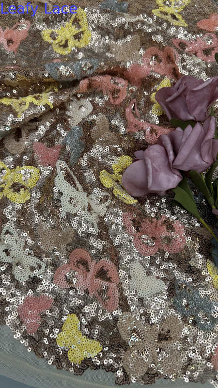 Sequin Embroideded Lace Fabric Elegant Mesh From Factory to Your Fashion Line