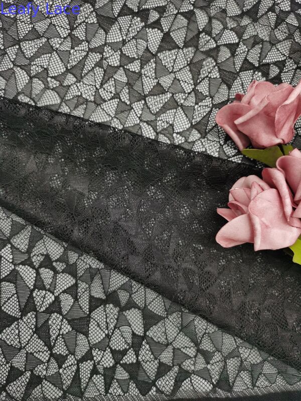 Black Mesh Lace Fabric Hollow-up Patter  Embroidered Pure Lace Custom Floral Lace Fabric for Bridal Designers