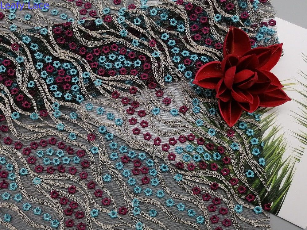 49 inch Colored 3D Floral Luxury Lace Fabric For Female Dresses
