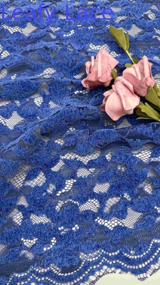 Ελαφρύ μπλε χρώμα Chenille Yarn Floral Scalloped Edge Lace Fabric By The Yard Φόρεμα για τη μόδα