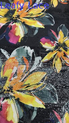 3D Floral Sequin Embroidery Fabric για το φόρεμα του πάρτι γενεθλίων