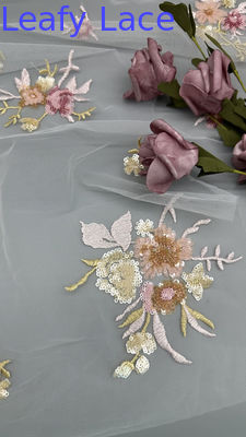 3D Floral υφάσματα Sequin κομψή και αναπνευστική πλέξη Δαντέλα υφάσματα πολυτελή περίσταση βραδινό ύφασμα