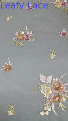 3D Floral υφάσματα Sequin κομψή και αναπνευστική πλέξη Δαντέλα υφάσματα πολυτελή περίσταση βραδινό ύφασμα