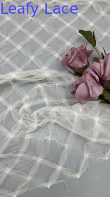 Γαλλικό Chantilly Dent Fabric Αναπνεύστε Plaid Sequin Mesh Dent Fabric Φελλό ύφασμα