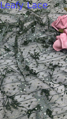 Μαύρο Δαντελένιο Κεντημένο Floral Mesh Ύφασμα Διακριτική Κομψότητα με Λεπτή Λάμψη Για Νέα Συλλογή