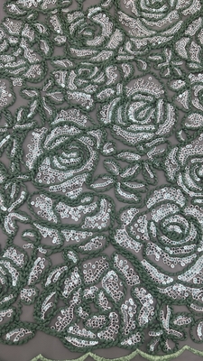 Δαντελένιο Ύφασμα με Κεντημένα Παγιέτες 3D Floral Σχέδιο Προσαρμοσμένο Ύφασμα Για Βραδινά Φορέματα