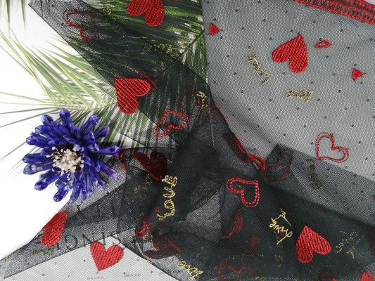 Κόκκινο του Tulle πλέγματος ύφασμα κεντητικής Eco φιλικό 49 χρωματισμένο ίντσα