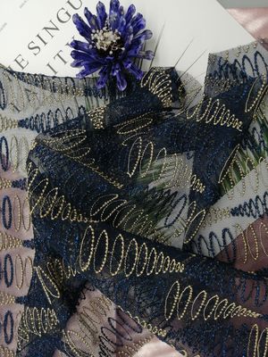 Κεντημένο ναυπηγείο ύφασμα πλέγματος δαντελλών γεωμετρικό για τα φορέματα κοριτσιών
