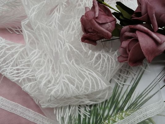 Κεντητικής σχοινόδετο δαντελλών ύφασμα γαμήλιων δαντελλών υφάσματος άσπρο