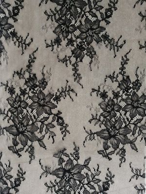 Μαύρο Floral ελαφρύ γαλλικό ύφασμα δαντελλών Chantilly