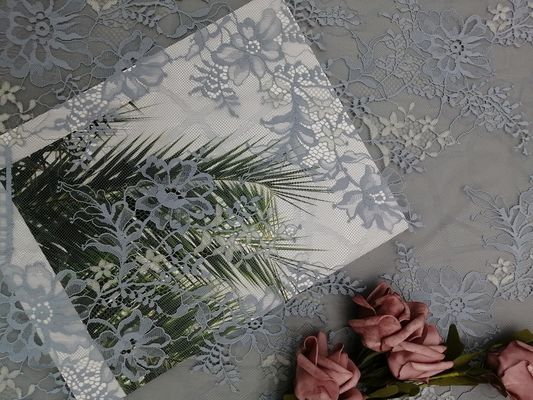 Γκρίζο ύφασμα δαντελλών ακρών οστράκων Eyelash για την κυρία Evening Dress