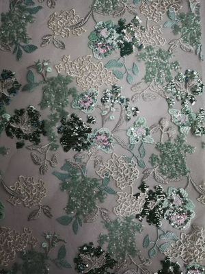 Κυρία Dress AZO ελεύθερο πράσινο Floral κεντημένο τσέκι ύφασμα