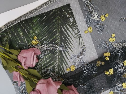 2 Floral διακοσμημένο με χάντρες κόμμα ύφασμα κεντητικής Colorway