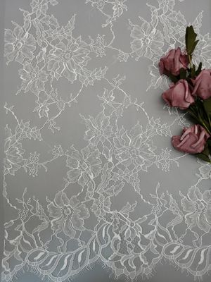 100% νάυλον 145CM άσπρο Floral δαντελλών του Tulle πλέγματος υφάσματος ύφασμα δαντελλών κεντητικής μαλακό
