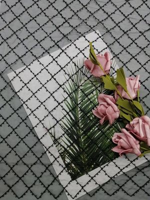 Μαύρο διακοσμημένο με χάντρες τσέκι ύφασμα Applique δαντελλών κόμματος 125CM Geo