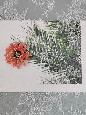 100% νάυλον 145CM άσπρο Floral δαντελλών του Tulle πλέγματος υφάσματος ύφασμα δαντελλών κεντητικής μαλακό