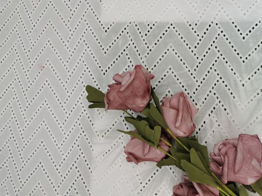 Ύφασμα δαντελλών βαμβακιού 125CM άσπρο κεντημένο φερμουάρ