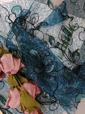 Floral δαντελλών ύφασμα φορεμάτων βραδιού υφάσματος κεντητικής πλέγματος πράσινο χρωματισμένο
