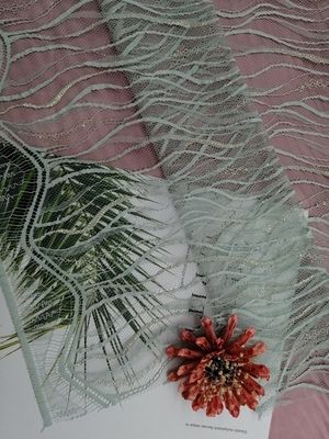 Γαλλικό ύφασμα δαντελλών Chantilly Eyelash μεταλλικό με το όστρακο