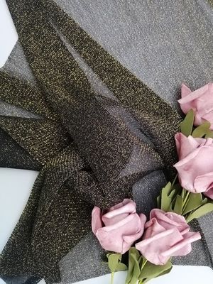 Χρυσό Lurex πλέγματος ύφασμα δαντελλών του Tulle μεταλλικό για το θηλυκό φτάνοντας πουκάμισο