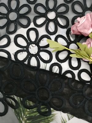 Μεγάλο Floral ύφασμα δαντελλών κεντητικής μεταξιού βαμβακιού 100%