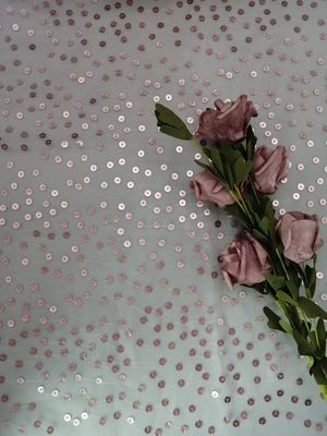 Ρόδινο διαφανές κεντημένο τσέκι ύφασμα Organza Tulle για την ενδυμασία