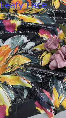 3D Floral Sequin Embroidery Fabric για το φόρεμα του πάρτι γενεθλίων