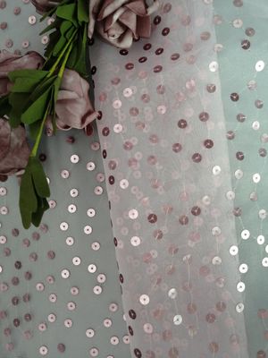 Ρόδινο διαφανές κεντημένο τσέκι ύφασμα Organza Tulle για την ενδυμασία