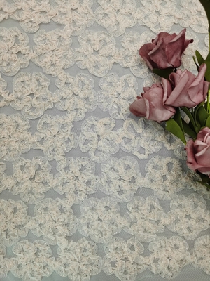 Ρόδινη τρισδιάστατη Floral τσιγγελακιών δαντελλών δαντέλλα φορεμάτων παιδιών κεντητικής υφάσματος ντυμένη φύλλο αλουμινίου